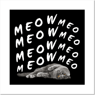 meow meow lazy cool cat Posters and Art